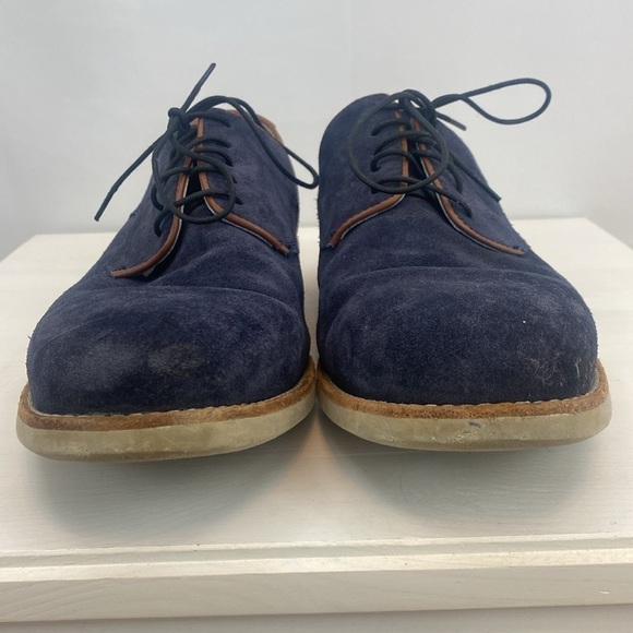 Johnston & Murphy Blue Suede Oxford Shoes Sheepskin - Picture 5 of 12